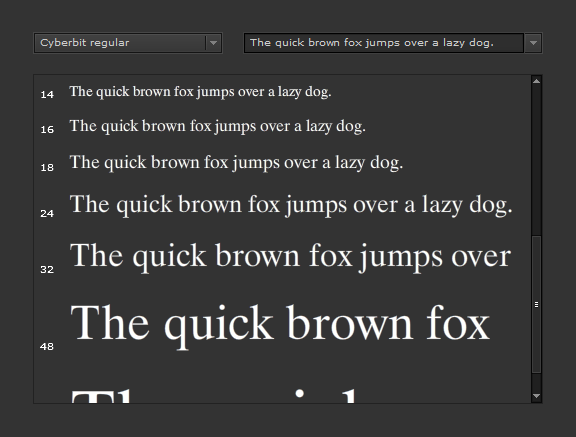 Font stream waterfall demo